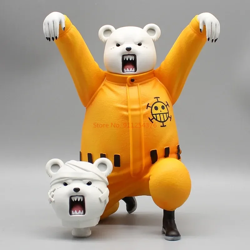 

One Piece Anime Action Figure Gk Kungfu Bepo Bear Q-version Double Head Replaceable Bepo Bear Handmade Collection Model Toy Gift