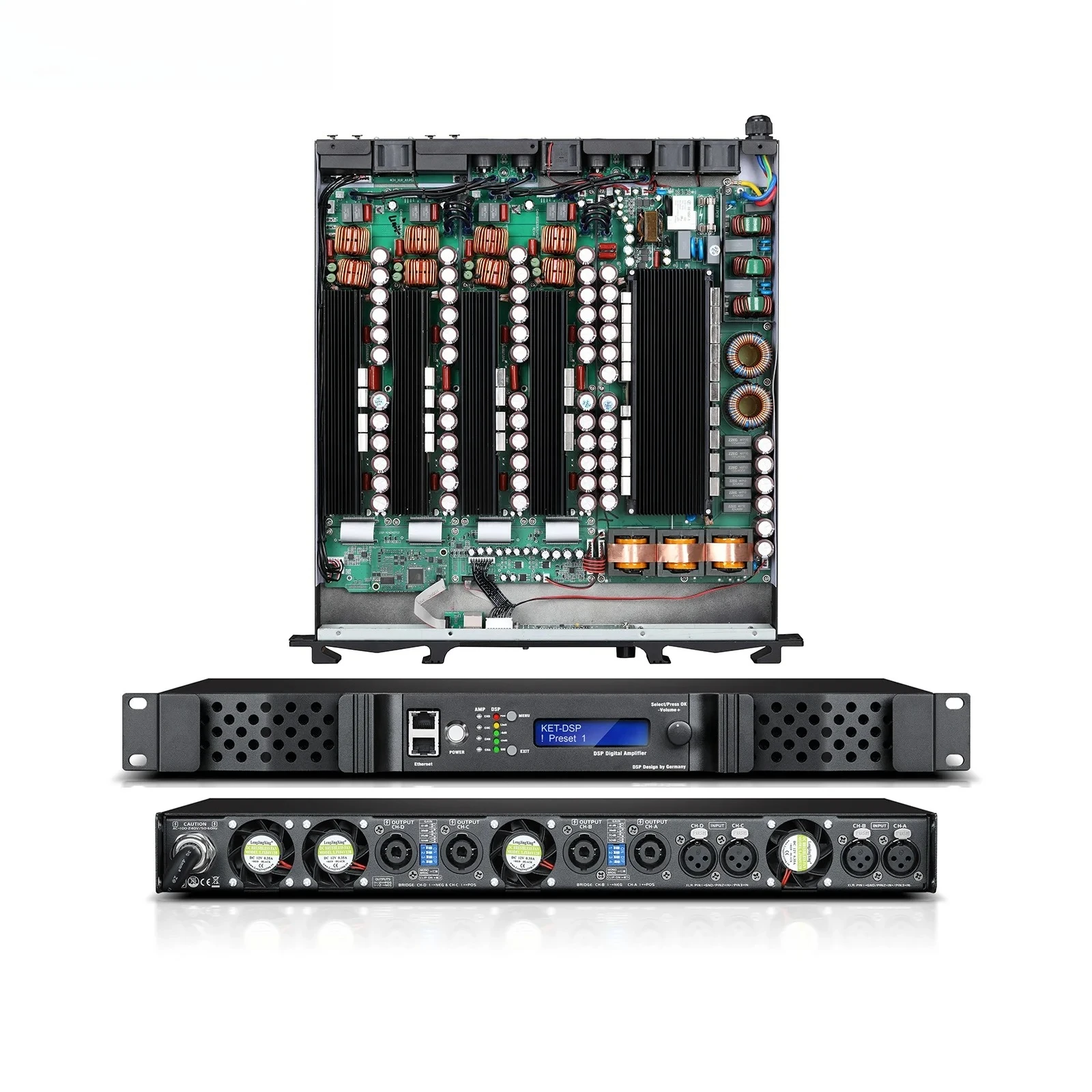 DG4-DSP With FIR Top Quality 2ohms Using Stable 1U Professional High Power Digital Amplifier Class-D 4CH*1800W/2200W/3000W/3500W
