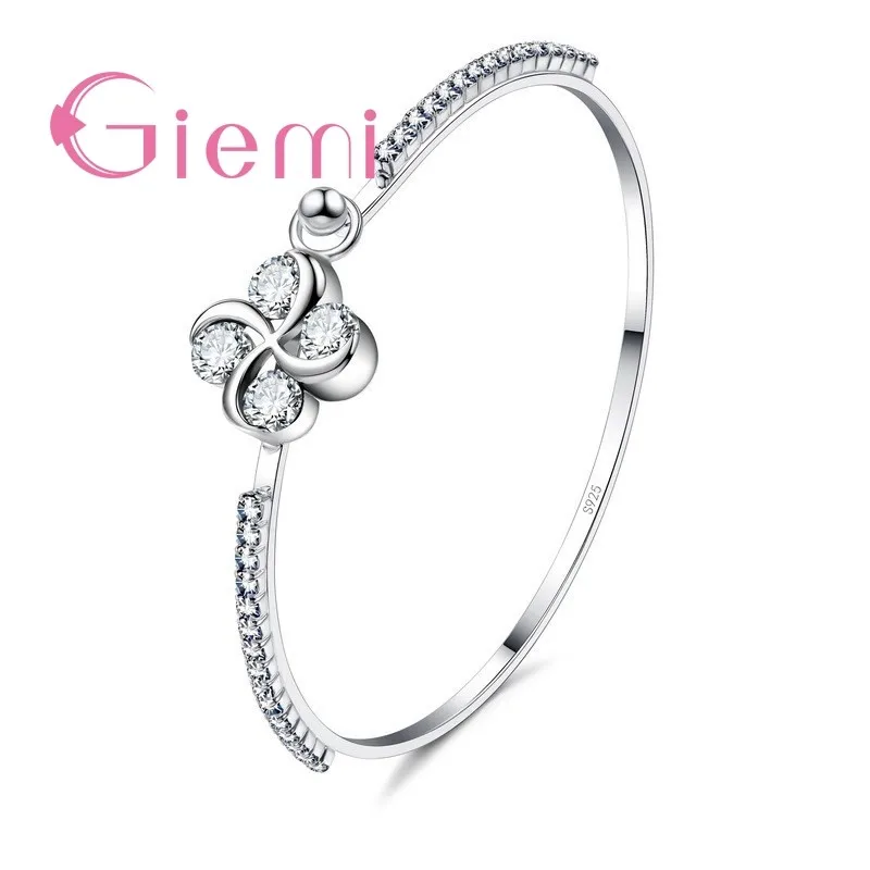 Personality Windmill Shape Style 4 Stone Shiny Bracelet For Women Charms Bracelets Beautiful Style 925 Sterling Silver