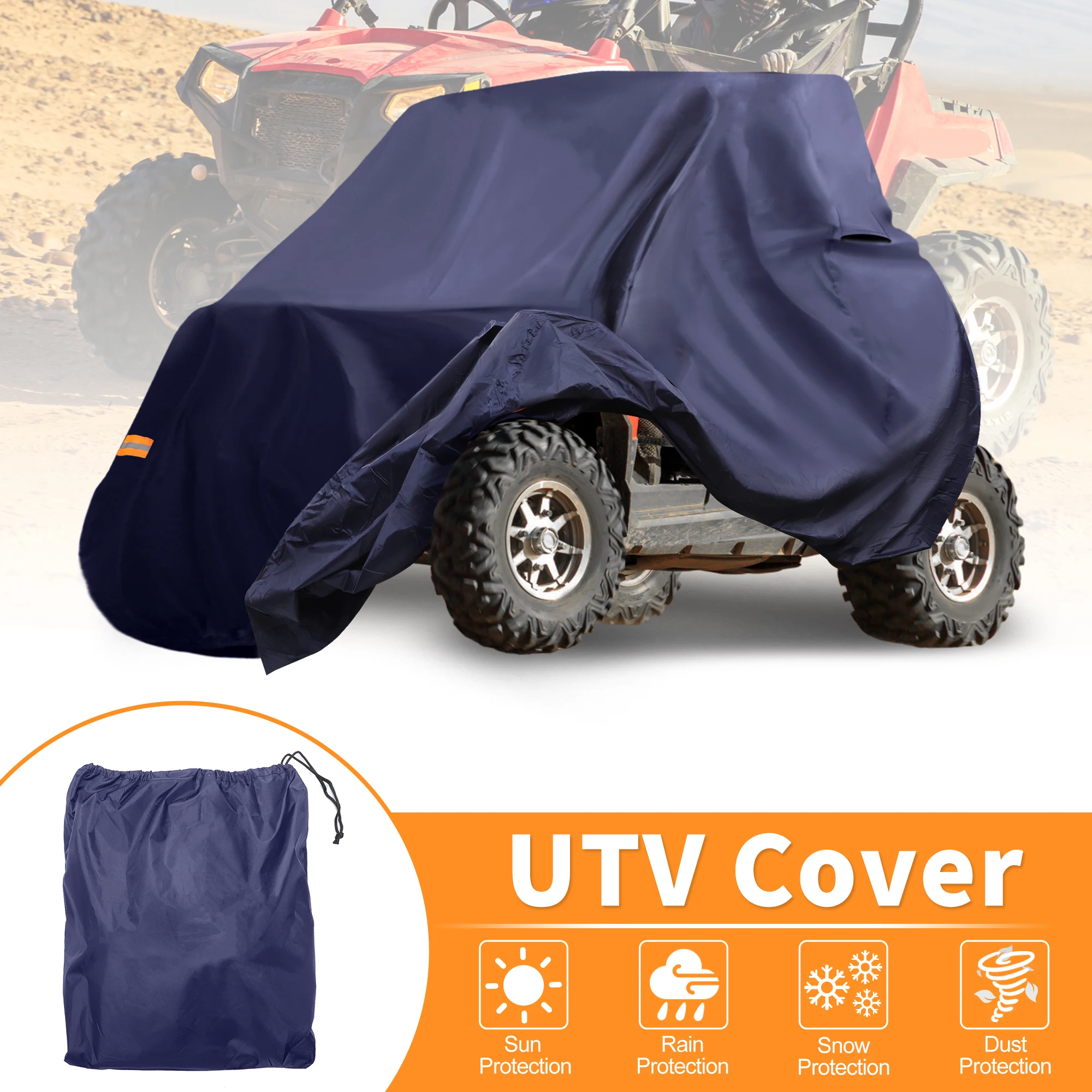 

UXCELL 2 Seaters UTV Cover Side by Side Cover for Polaris RZR Turbo R Navy Blue 210D