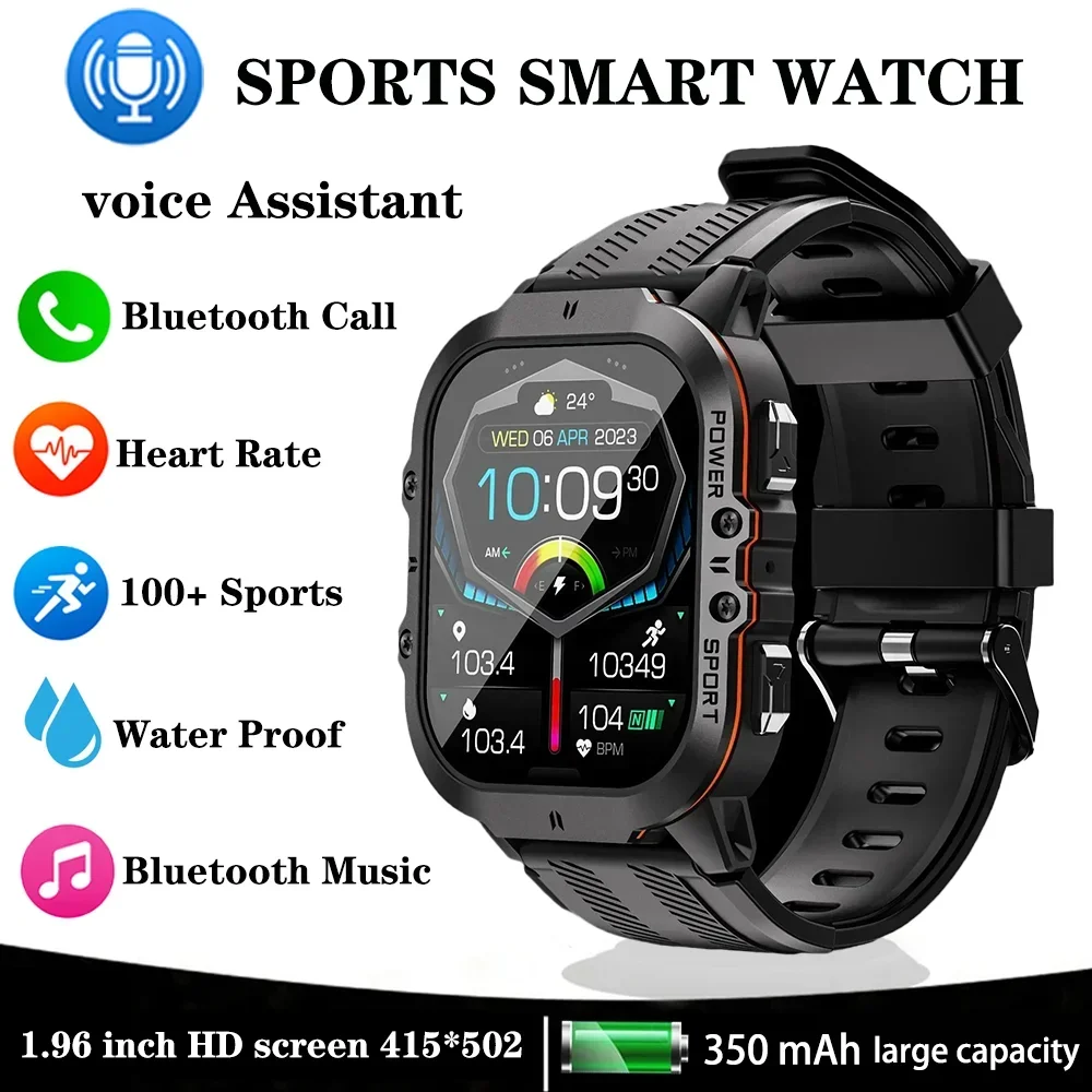 

Xiaomi Mijia 1.96'' Smart Watch Men Voice Assistant Bluetooth Call 1ATM Waterproof Sports Fitness Heart Rate Monitoring Bracelet