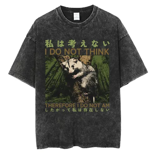 Imagen 1 del producto Camiseta ""No creo que no soy"", divertida camiseta de estilo japonés Opossum"", camiseta lavada Vintage, camisetas de Humor de moda Unisex