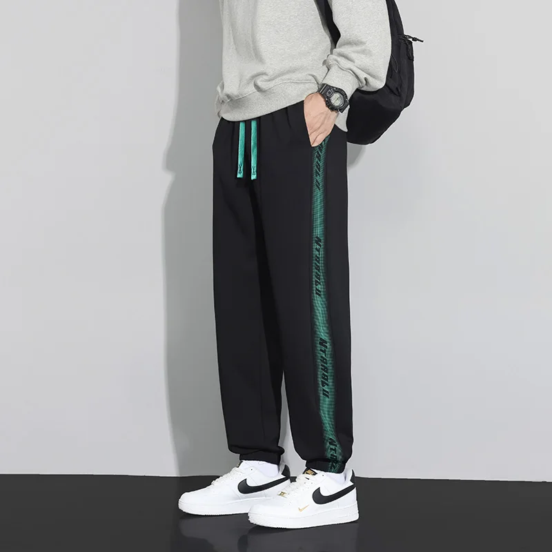 

American Trendy Side Letter Print Casual Pants Men's Spring Autumn Thin Fashion Loose Match All Wide Leg Sports Long Pants