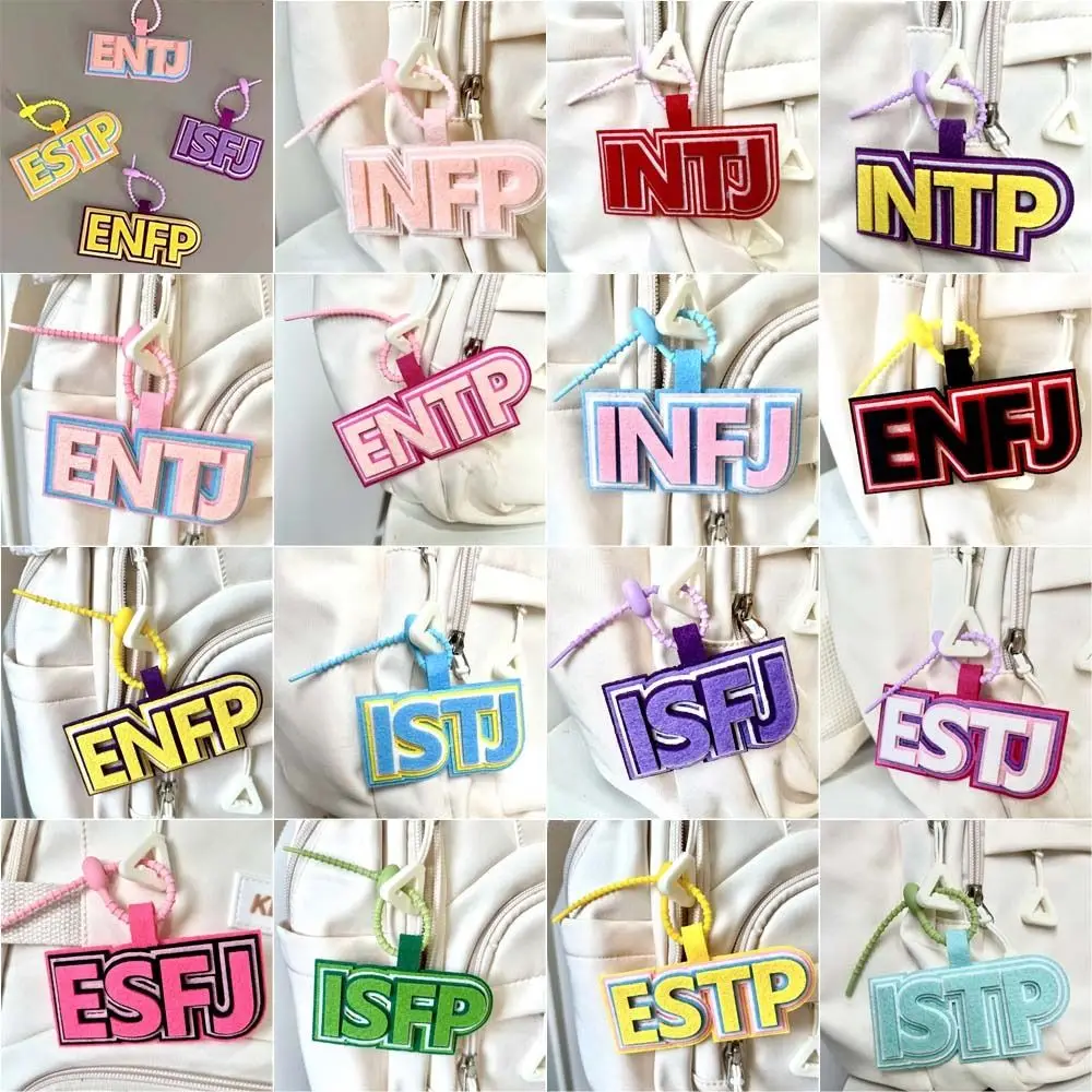 ตัวอักษร MBTI Key CHAIN สีสันสไตล์เกาหลีไม่ทอจี้กระเป๋าจี้พวงกุญแจ 16 ประเภทบุคลิกภาพ Key CHAIN