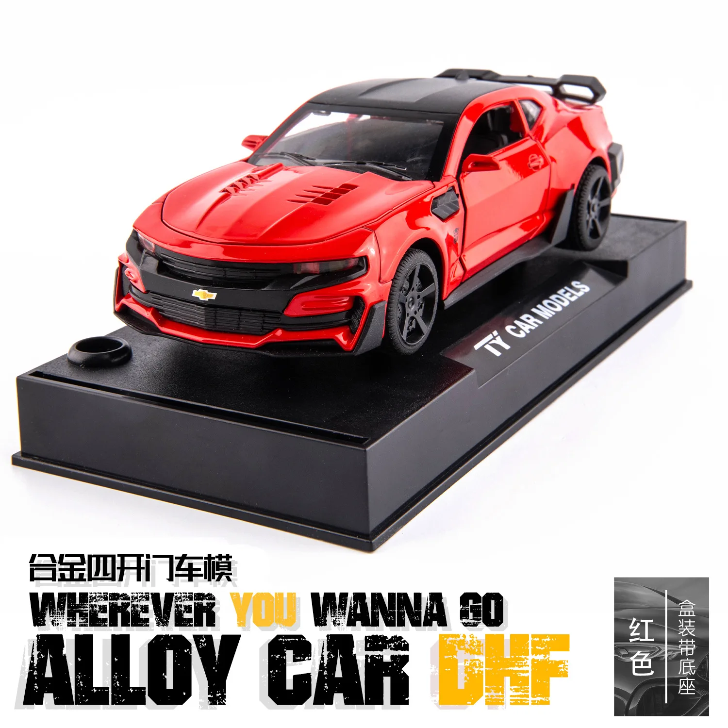 1:32 Chevrolet Camaro Model samochodu Alloy Diecast Pull Back z dźwiękiem i światłem Model zabawkowy dla dzieci Kolekcja samochodów na prezenty dla dzieci A324