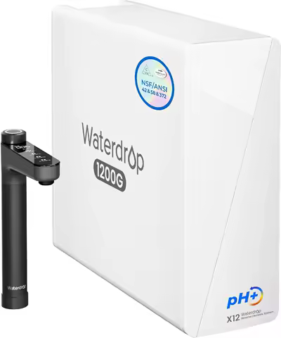 Waterdrop X12-Alkaline Mineral pH+ Tankless Reverse Osmosis System, 1200 GPD RO Water Filter System, 11-Stage Filtration