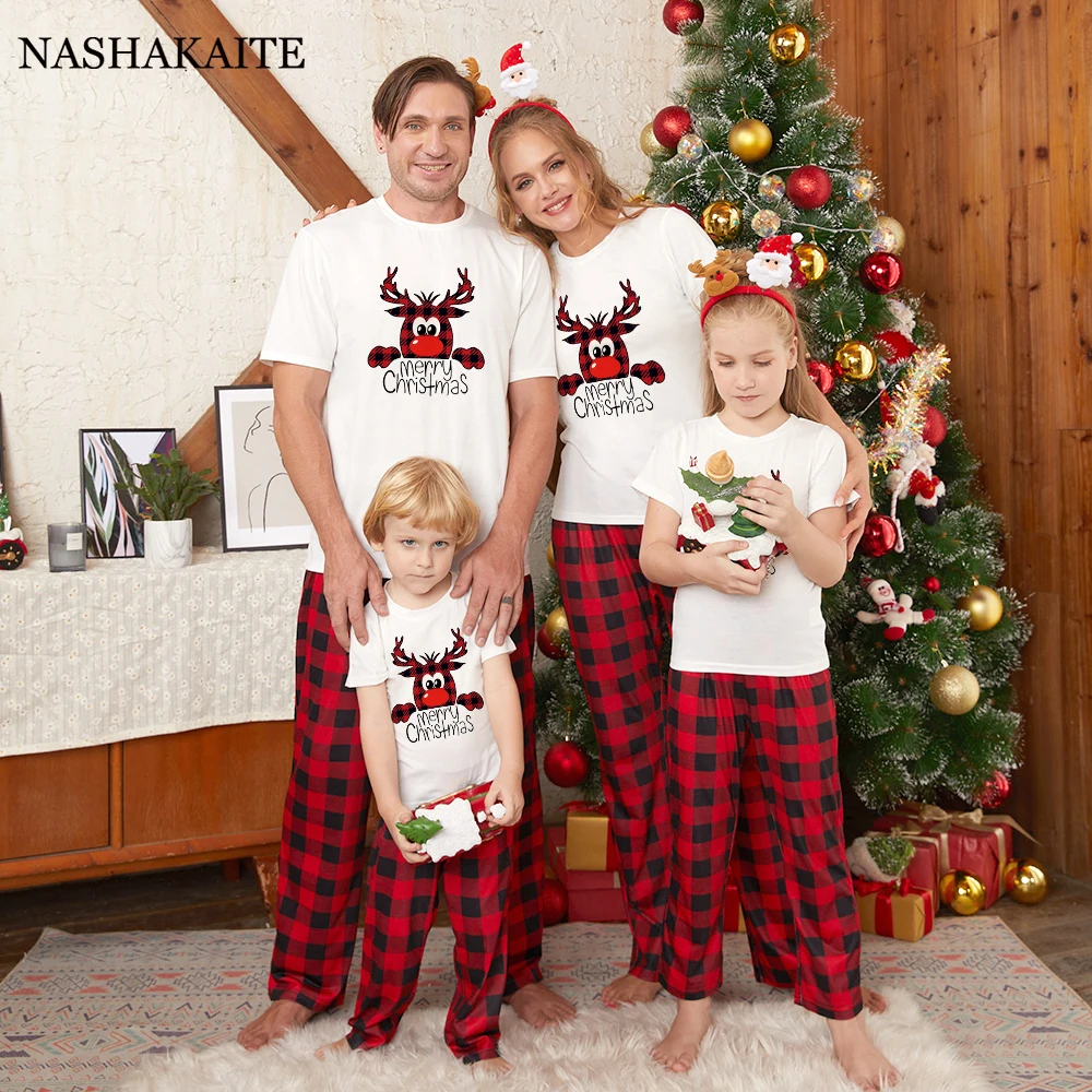 

christmas Family Matching Outfits Crab Print Matching Sleepwear Christmas PJS Festival mommy and me clothe Family Look