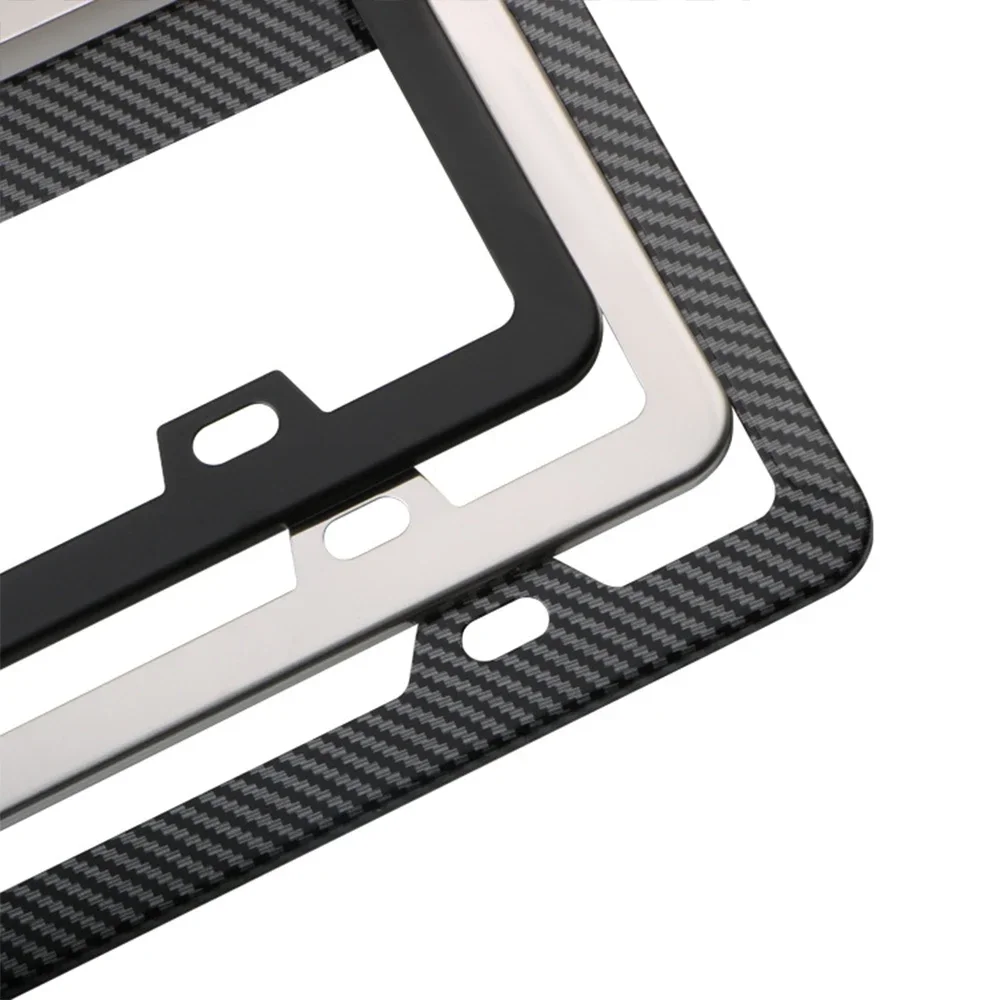 1 Pair 31CM*16CM Stainless Steel Black Carbon Fiber License Plate Frame Suitable For USA Standard Car License Plate Holder