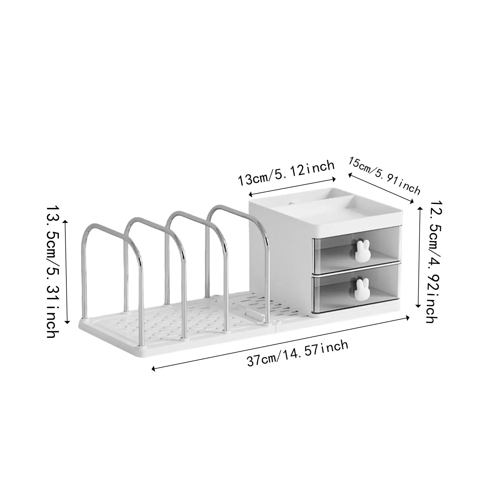 Desk Organizer File Sorter with 2 Drawers Bookshelf Accessories Multifunctional view 4