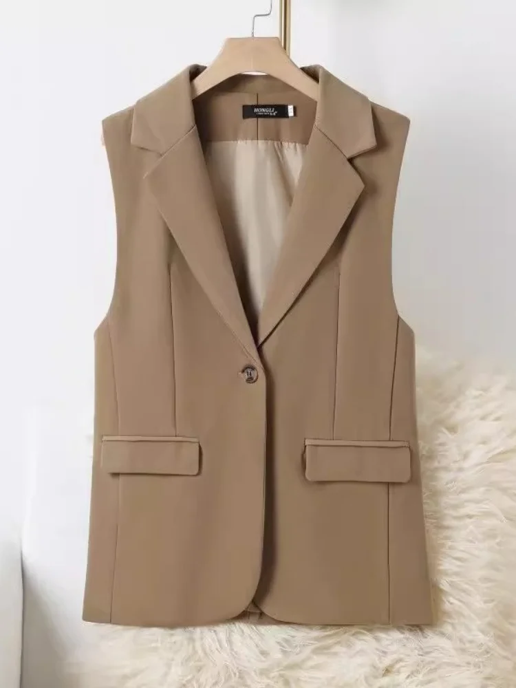 Casual Suit Vest Women's oulder Pad Removed Jaet Design Sense off oulder Top Vest Outerwear Commute Sle Button ket