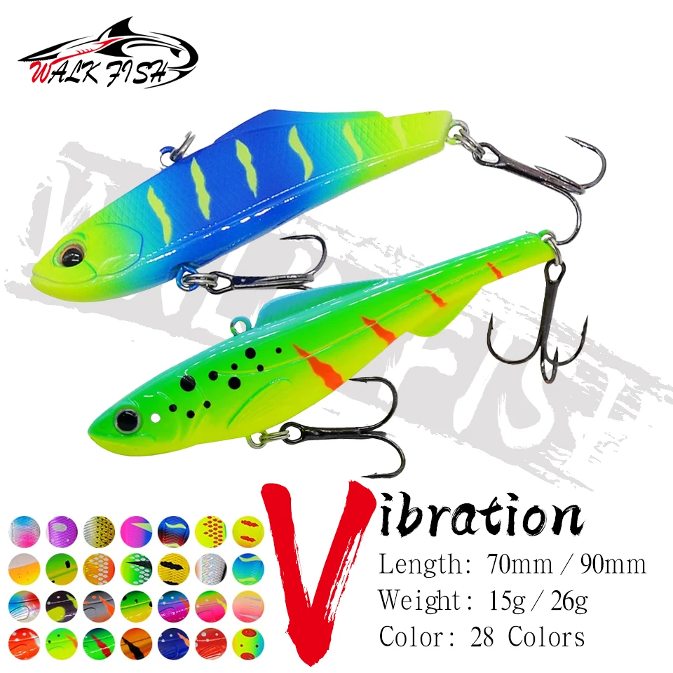 WALK FISH 1Pcs 15g/26g Isca Artificial VIB de Inverno para Pesca no Gelo, Crankbait com Anzol Triplo e Rattlin, Isca Rígida para Pesca Marítima