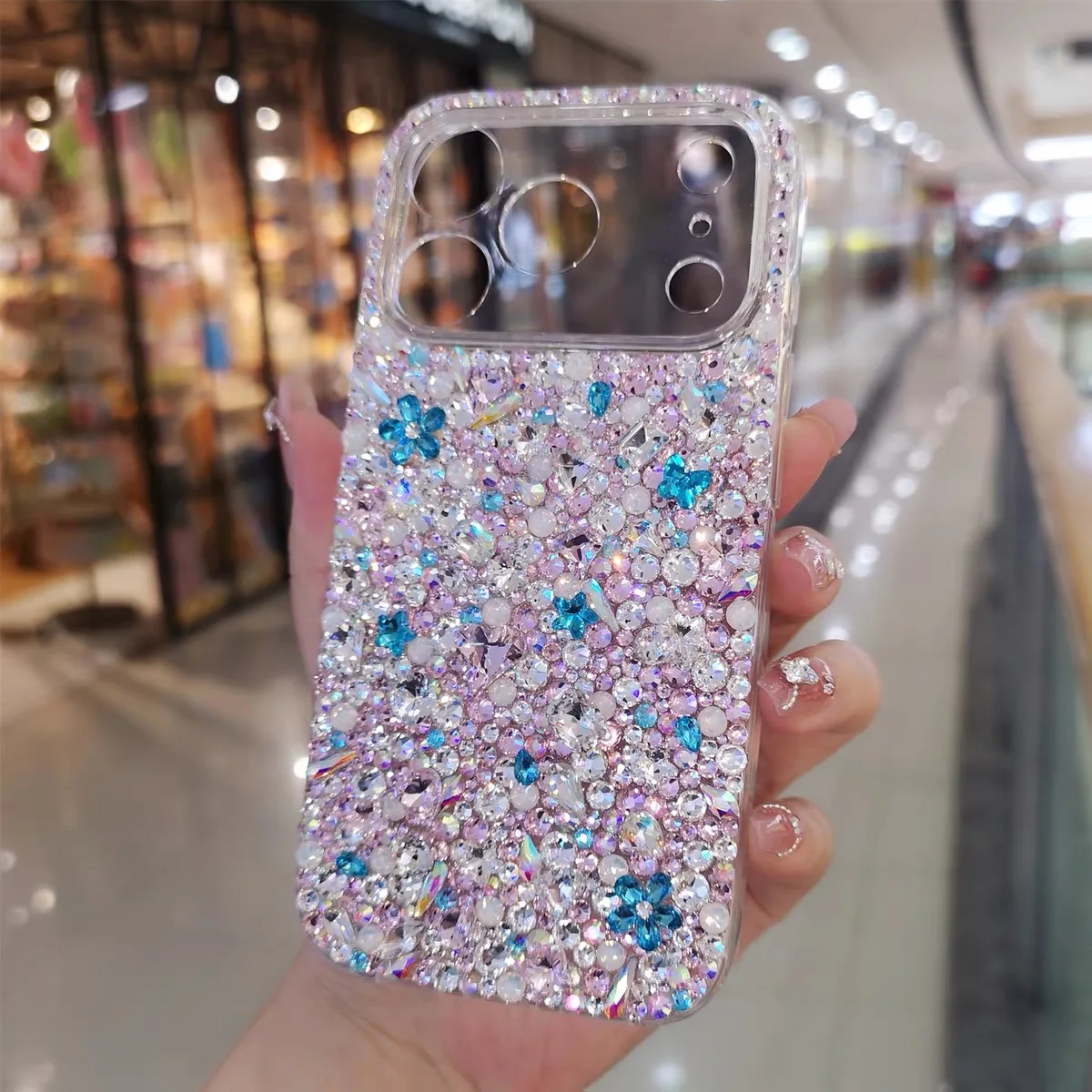 

Suitable for iPhone, flashing crystal jewelry-style phone case, custom-made version