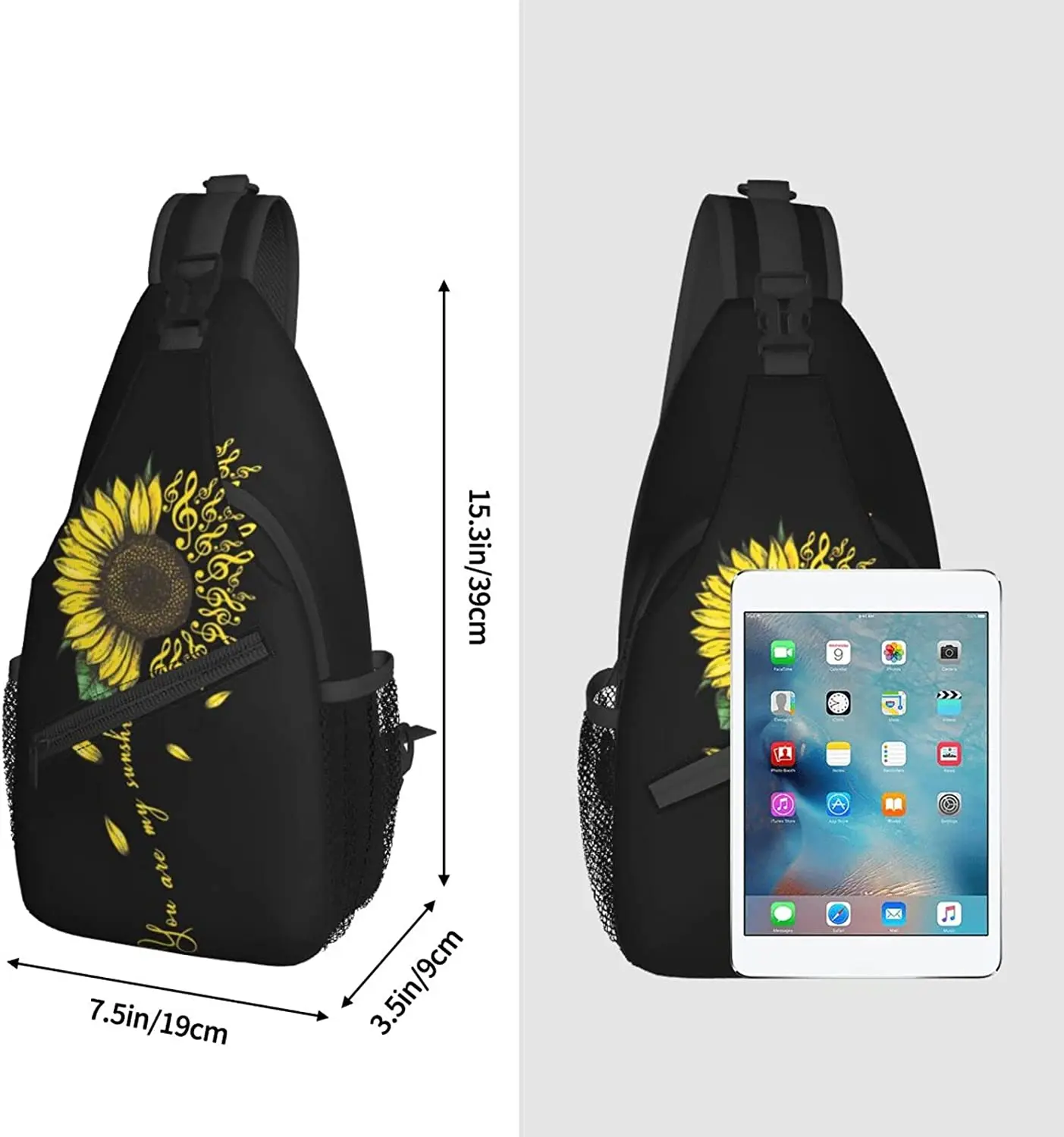 Sunflower Butterfly Shoulder Bags Mini Rope Sling Bag Crossbody Waterproof Chest Daypack for Hiking Travel Biking Climbing