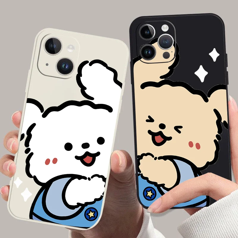 For IPhone 14 13 12 15 11 Pro Max Mini 7 8 Plus SE X XR XS Max Embrace the dog Black and white TPU soft phone case Couple style