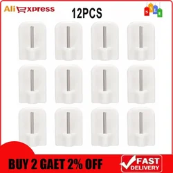 Durable Curtain Hooks Bracket Self-adhesives Stainless Steel+pvc White 4/8/12Pcs Curtain Rod Hook Home Storage