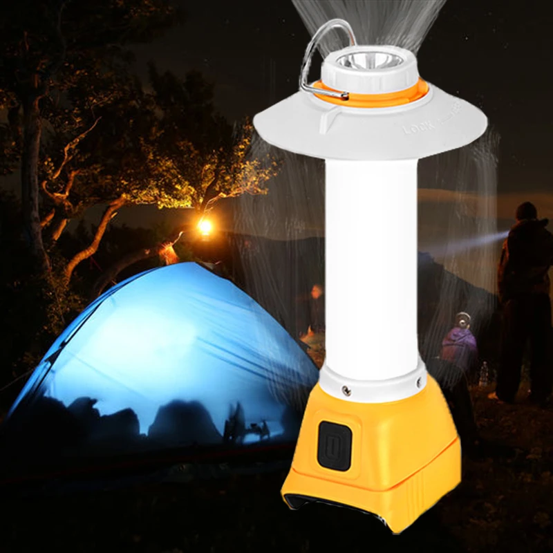 Lampu Lentera 800LM Kompatibel dengan Baterai Dewalt, Lampu Lentera Portabel untuk Berkemah di Luar Ruangan dengan Pengait, Output USB dan Tipe-C (Tanpa Baterai)