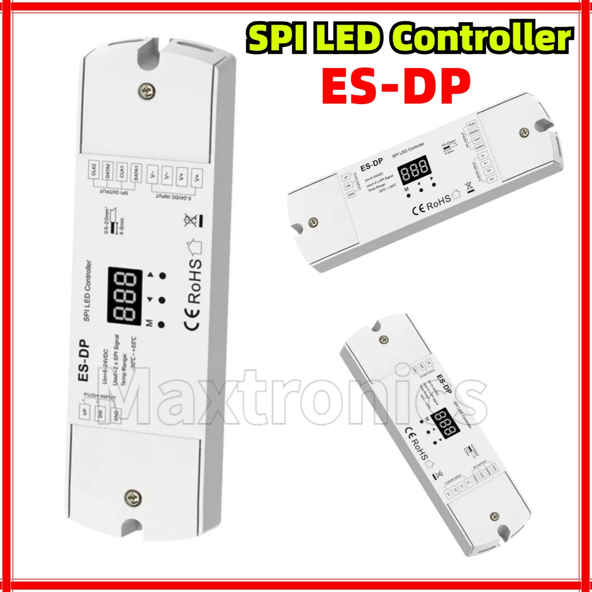 

ES-DP DC5-24V SPI Controller Dimmer Stair Light Controller Dual Push Button for WS2811 2812 SK9822 RGB or White Light LED Strip