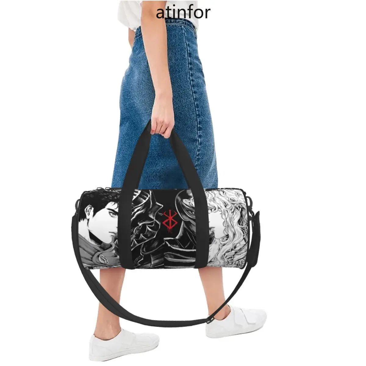 Anime japonês bereserk impresso saco de viagem moda legal treinamento ginásio saco grande bonito bolsas casal design saco de fitness ao ar livre