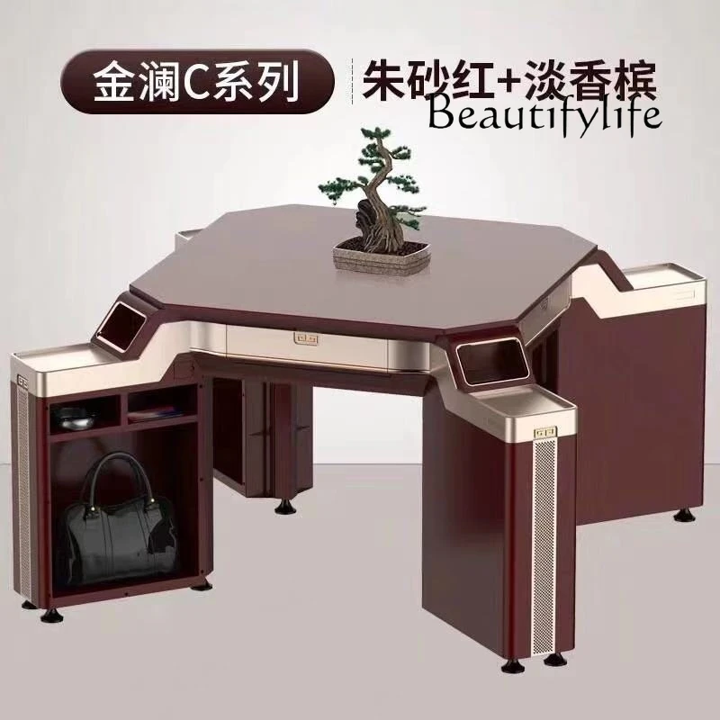 

Mahjong machine Automatic teahouse household luxury four-port machine Hemp roller coaster Mahjong table Dual-purpose