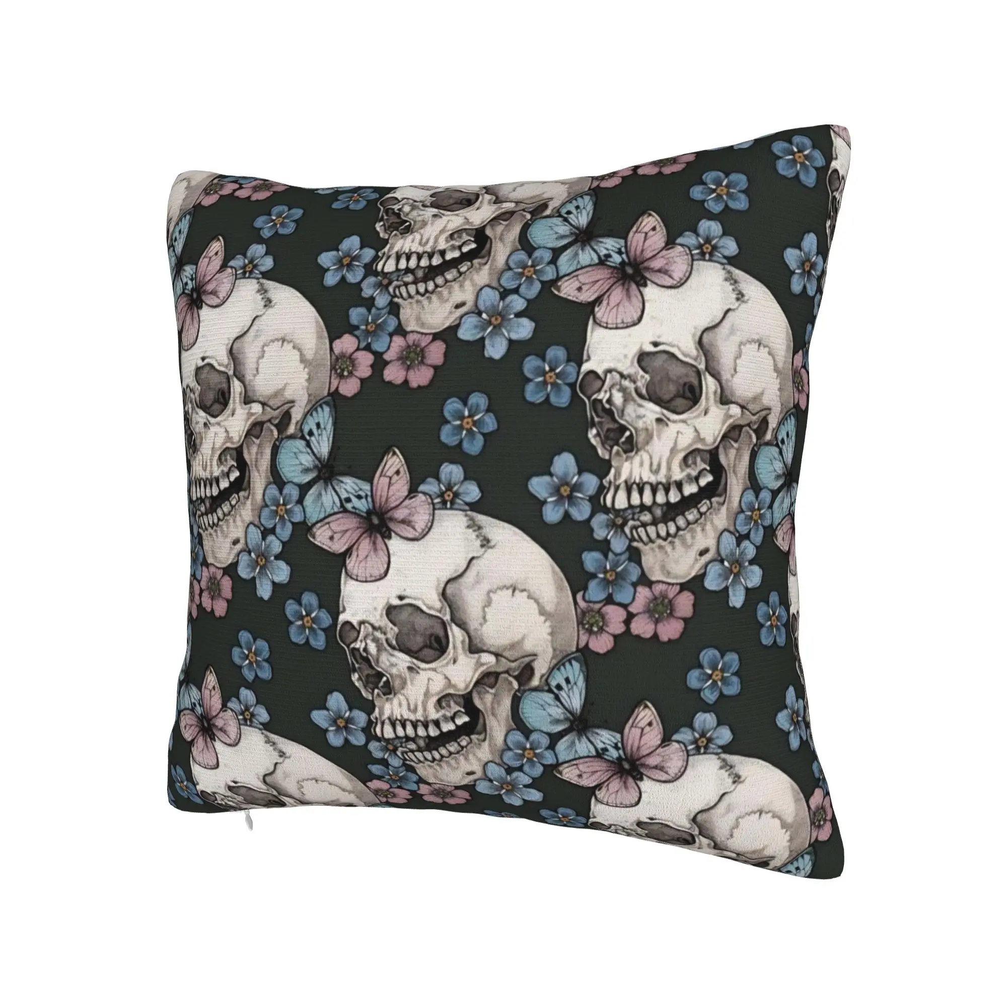 Decorative Pillowcase Halloween Skulls And Flowers Gothic Goth Stuff Home  Throw Pillow Case Cover Square Multi Size