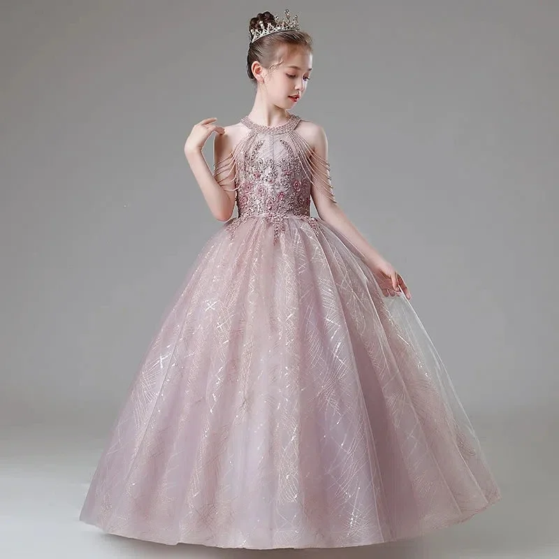 luxury girl children's party dress for Kids 12 14 years prom Child dresses pageant teen bridesmaid Wedding ceremony Ball Gowns