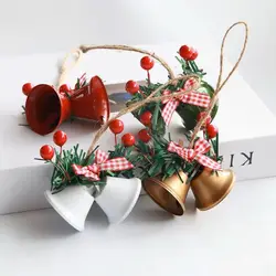 Christmas Decoration Double Horn Bells Multi-color Available Christmas Tree Accessories Metal Bell Hanging for Various Occasions