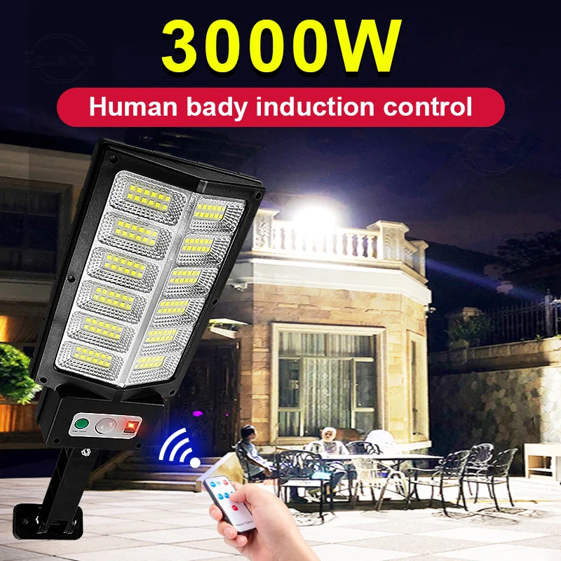 

Super 3000W Solar LED Light Outdoor Motion Sensor Powerful Solar Lamp 3 Modes Waterproof Sunlight Garden Wall Yard Street Light