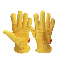 Sheepskin Men's Retro Motorcycle and Bike Riding Working Palm Protection Gloves Fashionable and Cycling and Driving Gloves