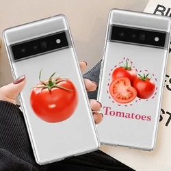 Japan Korea Cute Tomato Pattern Phone Case For Google Pixel 8A 8Pro 6 6A 5G 7 Pro 7A Vegetable Transaprent Soft Cover Fundas