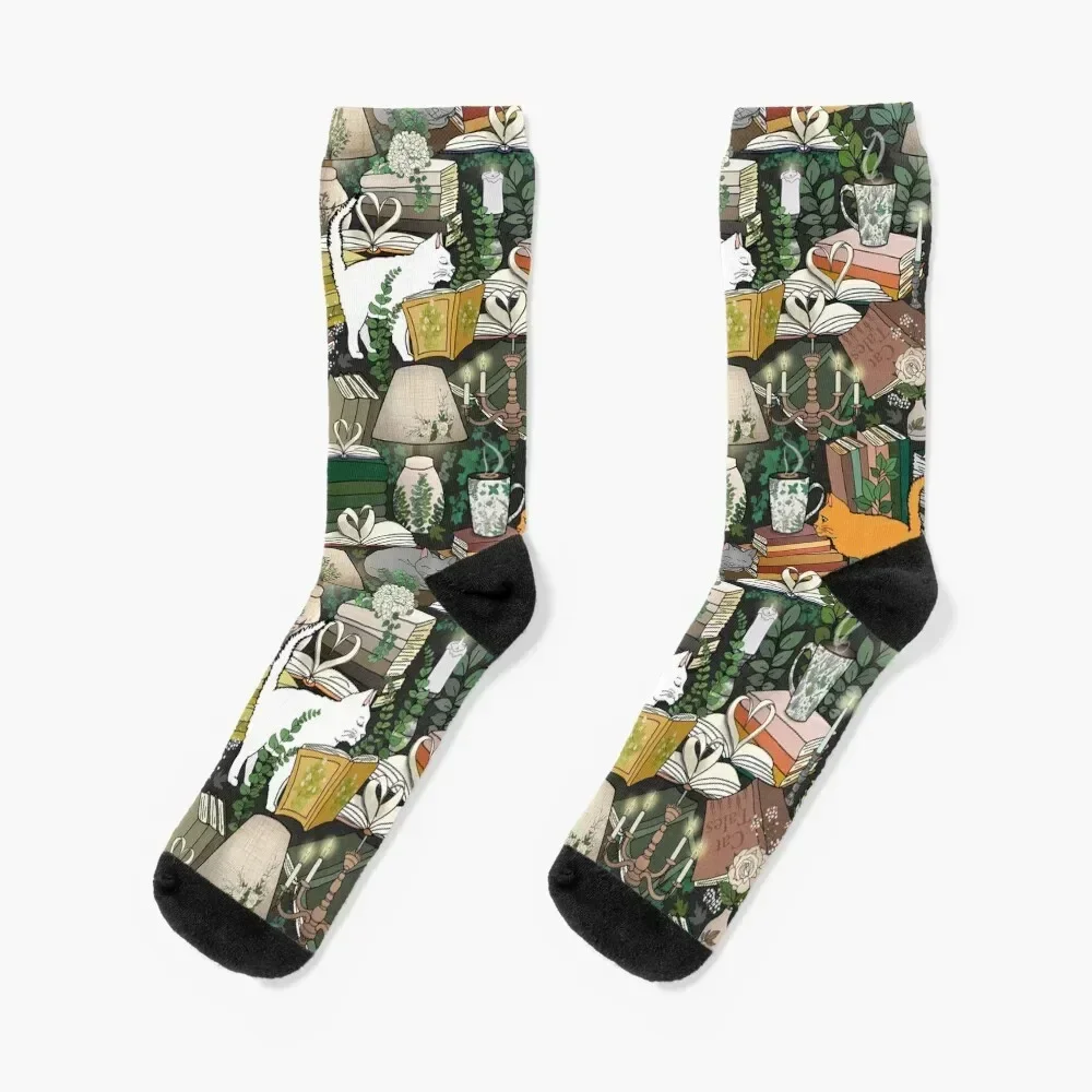 

Cozy Cat Cafe and Bookstore Socks funny gifts kids crazy Male Socks Women's