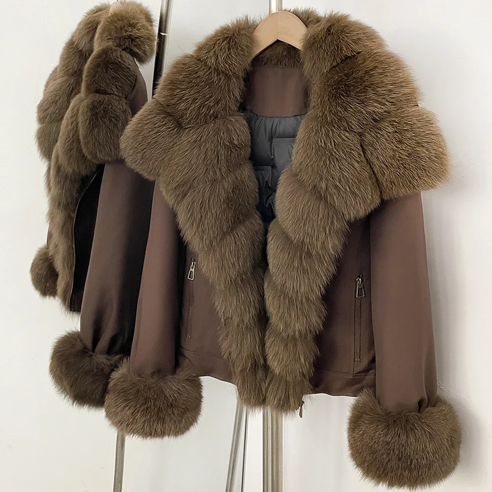 OFTBUY New Winter Duck Down Women Real Fox Fur Collar Parka Female Natural Fur Puffer Jacket Fur Cuffs Casual Coat Outerwear