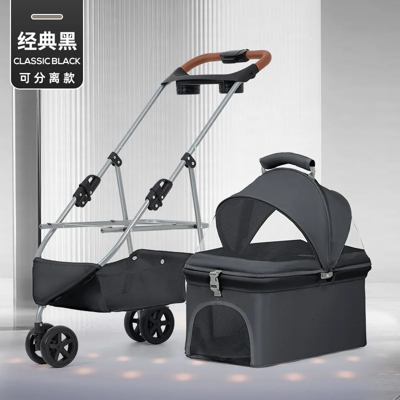 Carrito plegable de 3 ruedas para perros y gatos pequenos y medianos