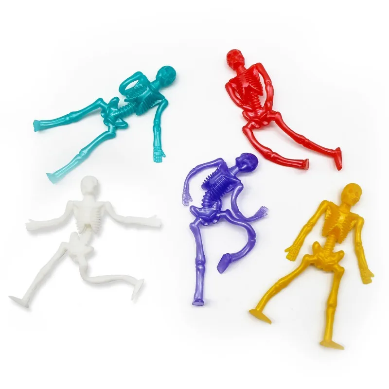 5pcs Stretchable Skeleton Man Party Favors for Kids TPR Soft Rubber Zombie Horror Doll Stress Relief Toy Halloween Gifts