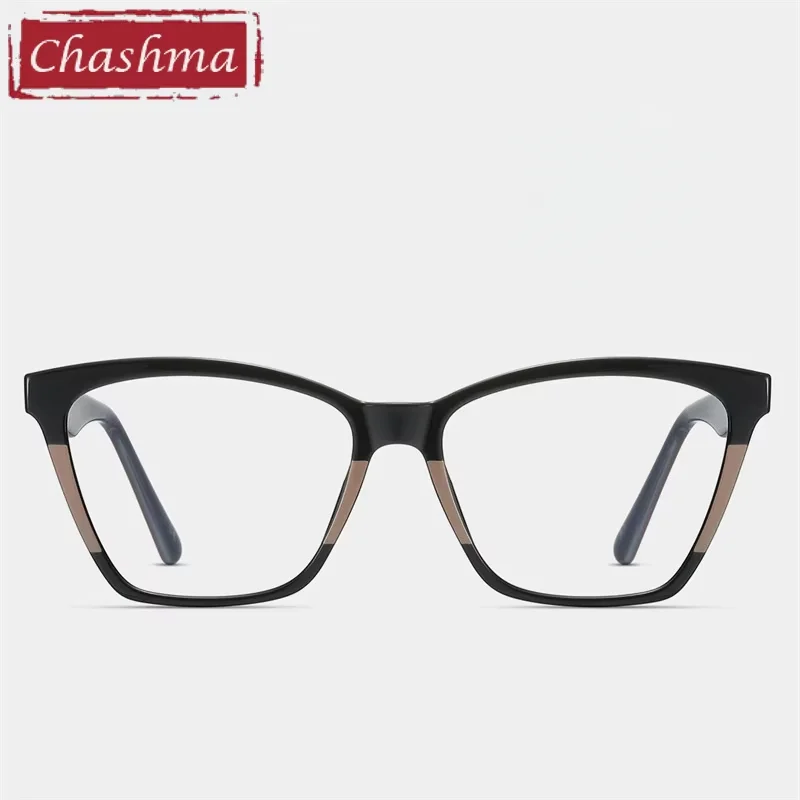 Chashma Fashion Cat Eye Glasses Optical TR90 Light Frames Women Prescription Lenses Spring Hinge Temple Spectacles Flexible