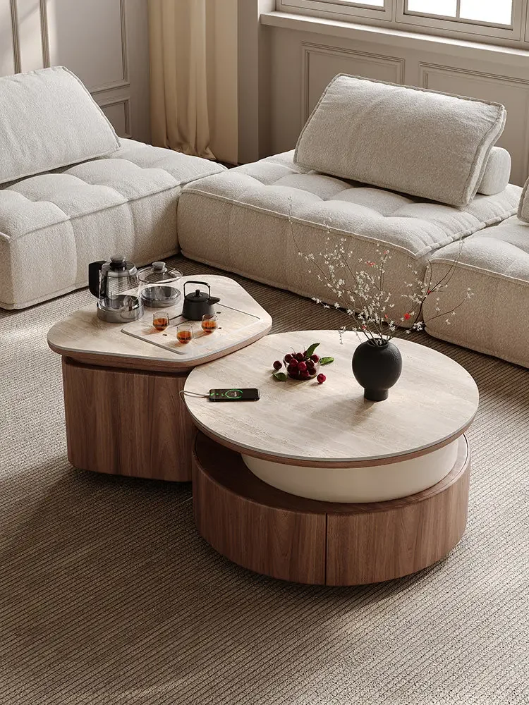 AA Movable tea making integrated living room household small apartment modern simple cave stone coffee table rock slab coffee ta