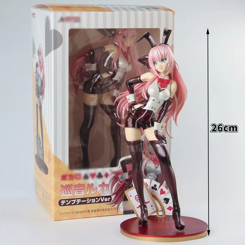 

26cm Magic Hatsune Miku Handmade Megurine Luka Rabbit Ear Poker Character PVC Statue Figure Model Collection kids Toy Gift