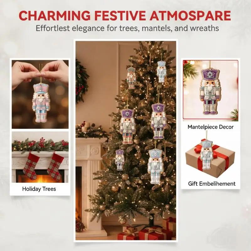 12/24/36Pcs Festival Christmas Tree Decor Vintage Christmas Nutcracker 2D Wooden Hanging For Horticultural Decoration Gift