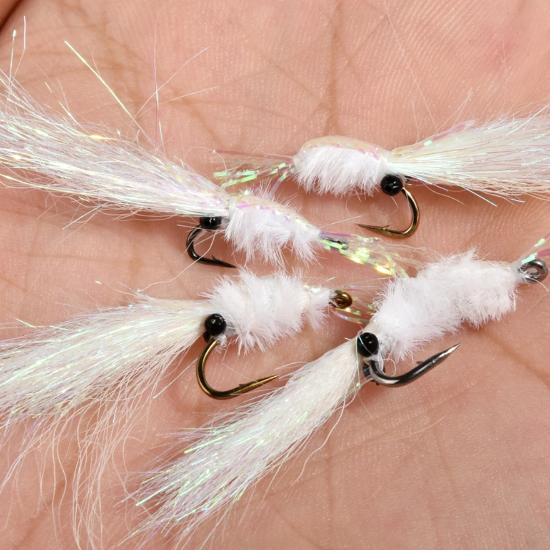 10pcs/Lot Fly Fishing Hook Colorful Ice Silk Shrimp Fishing Lure Feather Shrimps Artificial Bait with Hook Peg Heylure Tackle