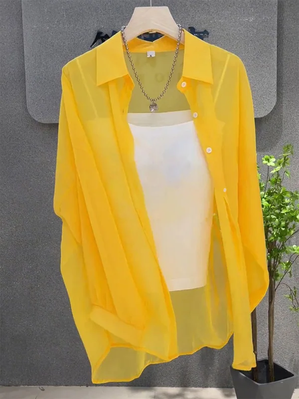 

Women's Ultra-Slippery Sun-Protective Shirt Coat Spring Summer Ice Sensation Thin Commute Outerwear Open Cardigan Trendy Top