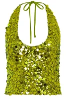 Haut court à paillettes Y2K pour femmes, coupe basse, col licou, cravate, dos nu, débardeur, Sexy, vêtements de fête en boîte de nuit, nouvelle collection été 6