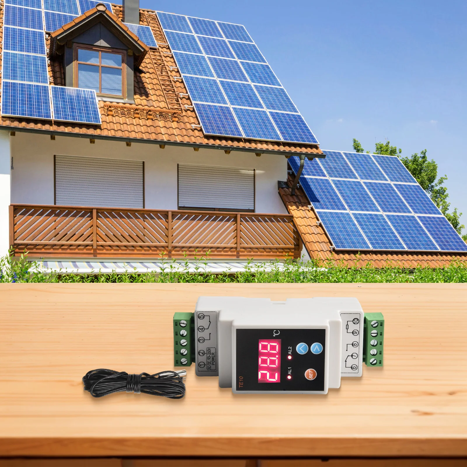AC90-260V Din Rail Thermostat 2 Way Output Temperature Alarm Controller Digital Display For Heating Cooling System HVAC