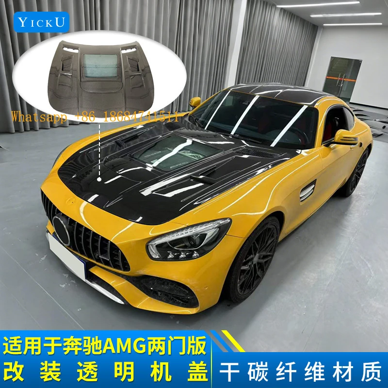 IMP Style Pre-preg Dry Carbon Transparent Engine Hood C190 R190 GT GTS GTC GTR Coupe Roadster