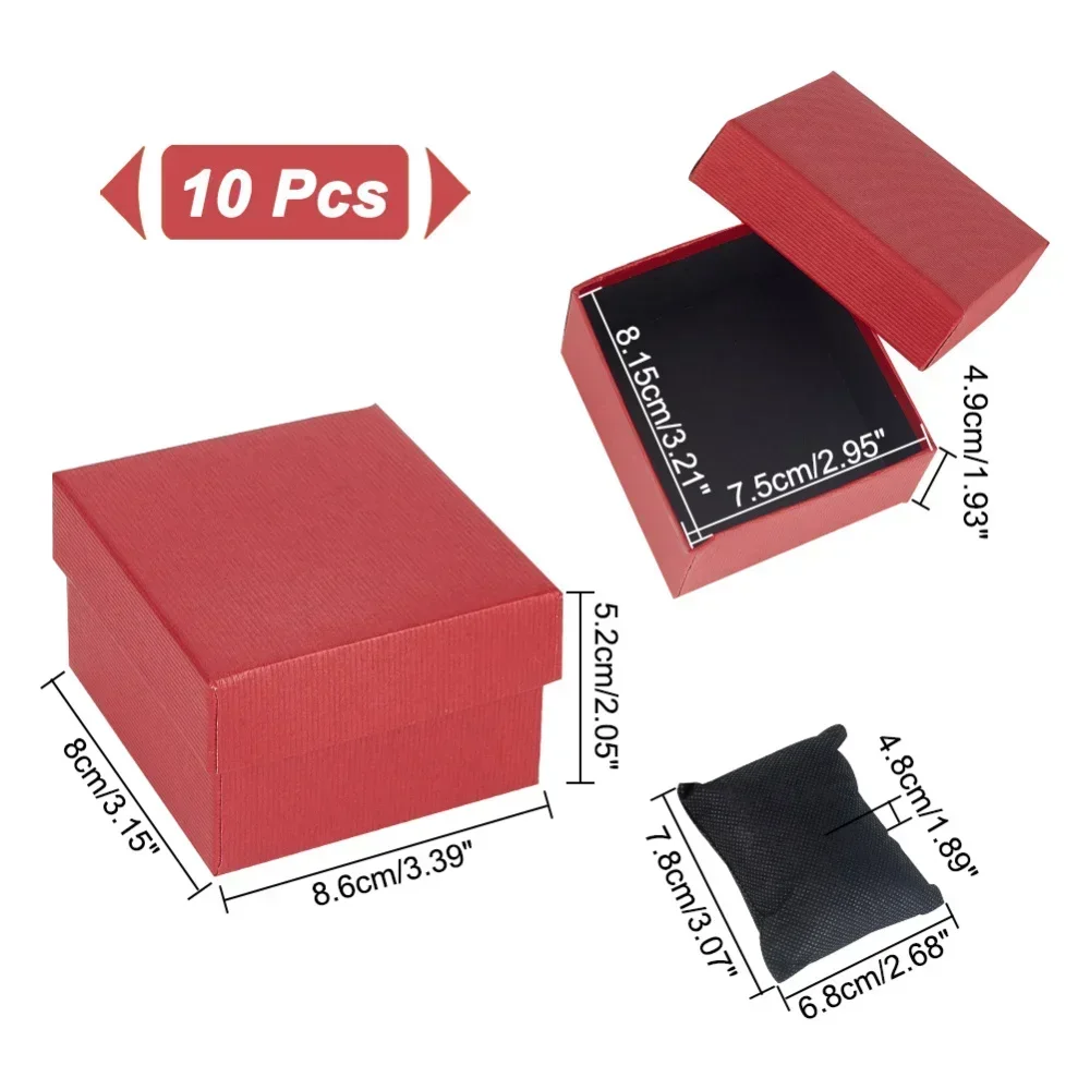 Paper Gift Boxes, 3.46×3.21×2.09 Inch Square Watch Box Kraft Jewelry Gift Box with Pillow Cardboard Bracelet Storage Box