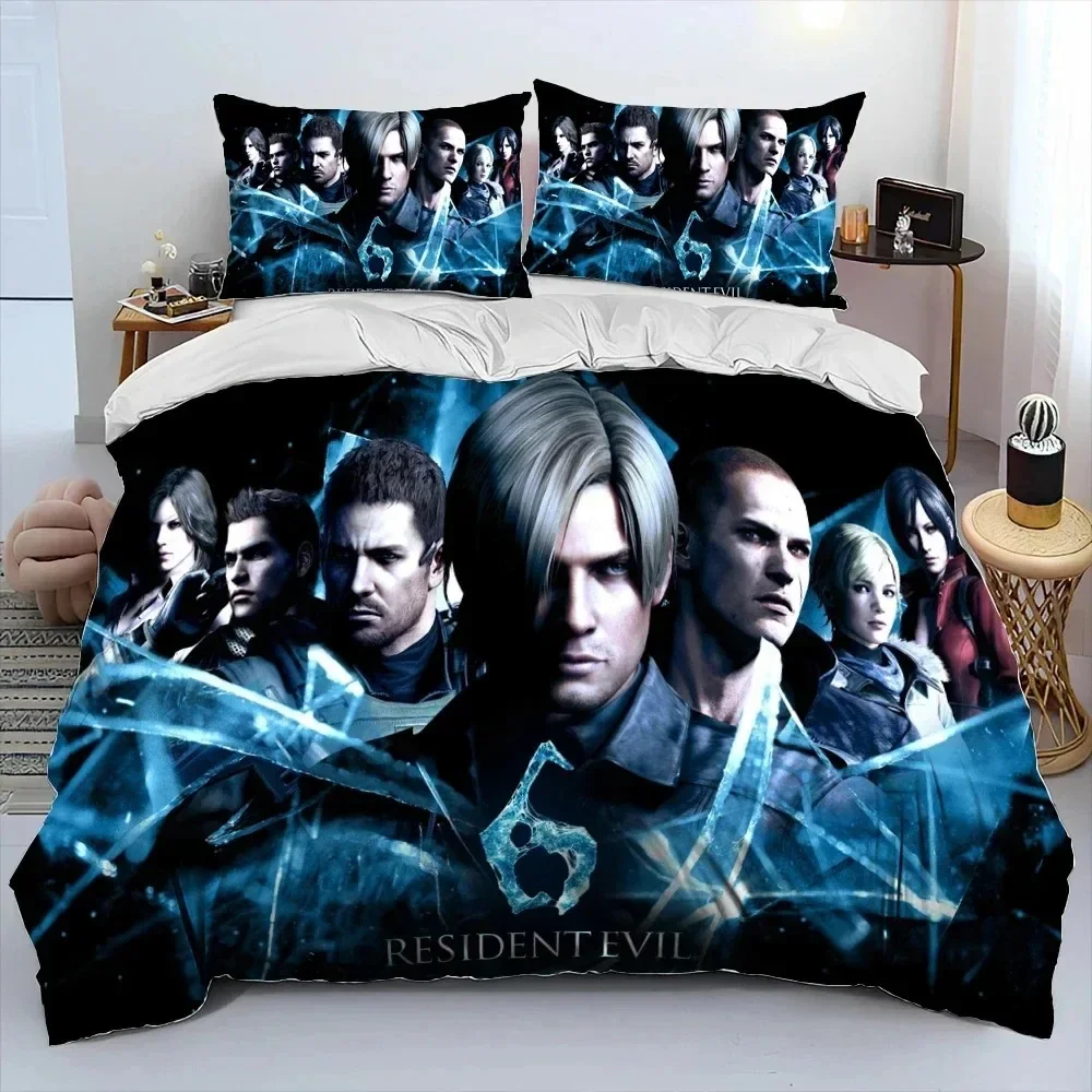 3D R-Resident Evil Games Gamer Comforter Bedding Set,Duvet Cover Bed Set Quilt Cover Pillowcase,king Queen Size Bedding Set Boys