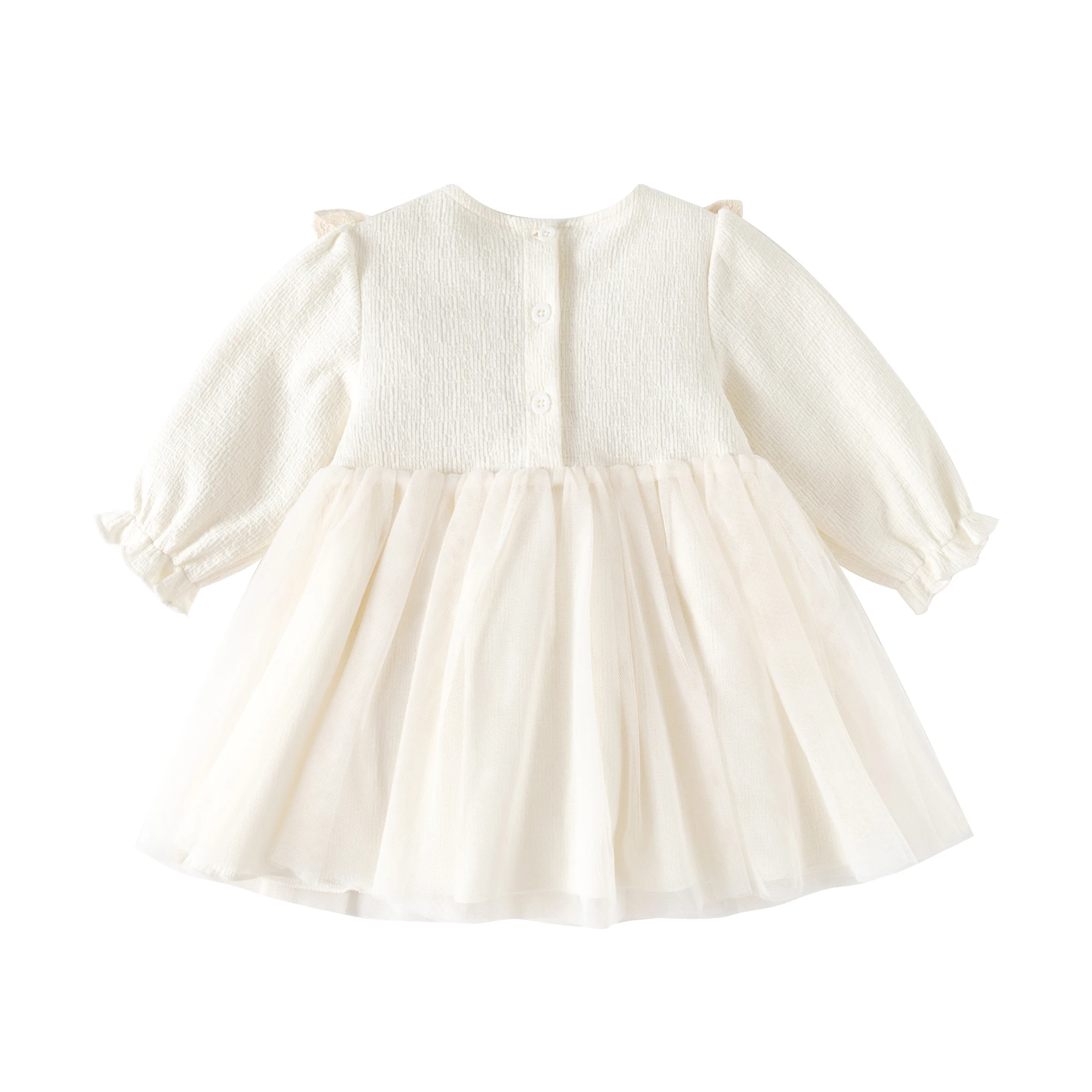 فساتين أطفال مكشكشة من الدانتيل لربيع الخريف فستان الأميرة للفتيات الكامل