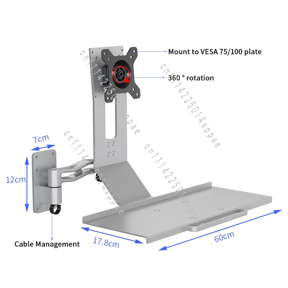 Holder Tray Monitor Stand New Wall Mount Full Sit-Stand Workstation Arm and Vesa Mount Keyboard