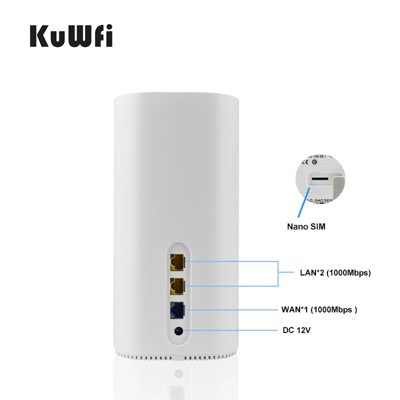 5G Router KuWFi  Wi-Fi 6 Router SIM 5G AX3000 Gigabit Dual-Band 5G CPE for Home