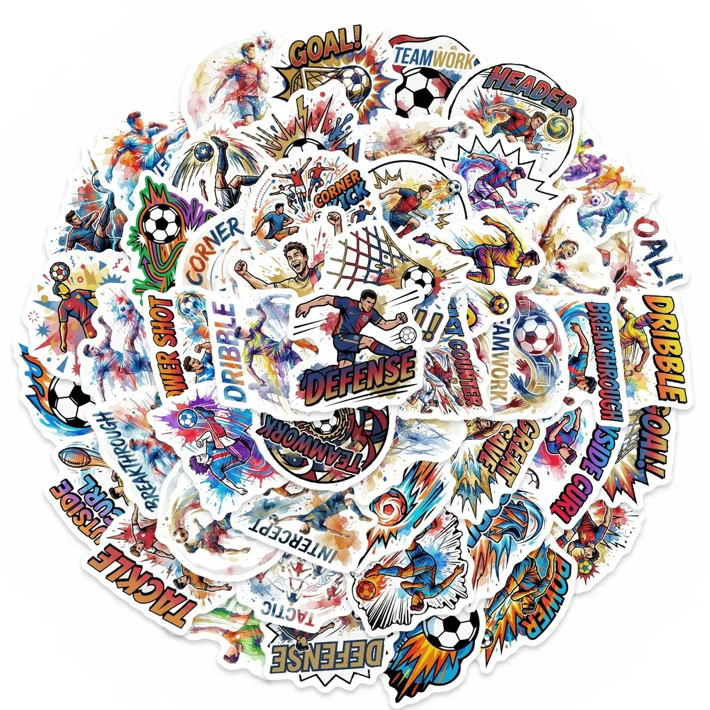 50Pcs Cartoon Sports Stickers, New Athletic Themed Decals for Water Bottle, Luggage and Fridge DIY Decoration Anime Worlds Store