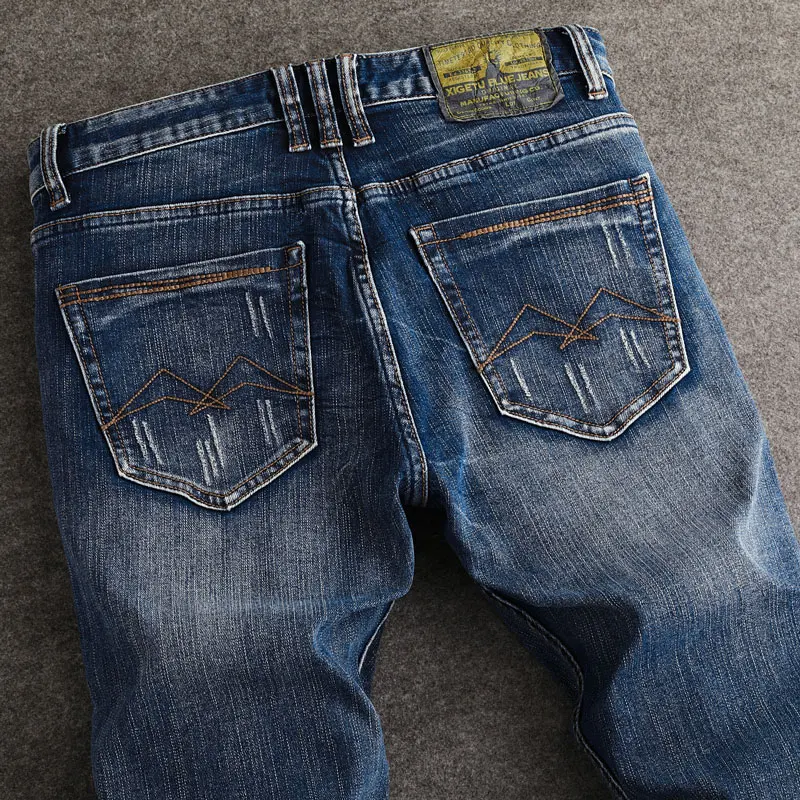 Fashion Designer Men Jeans High Quality Stretch Slim Fit Ripped Jeans Men Trendy Trousers Retro Blue Vintage Denim Pants Hombre