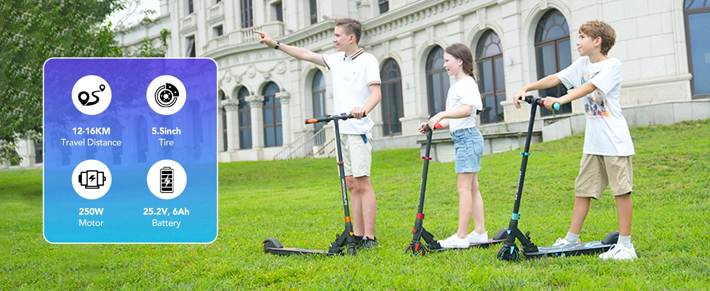 RCB Electric Scooter for Children Aged 8-12-16 Years, Only 7.55KG Foldable Electric Scooters, Two Types of Braking, Max 16 Km